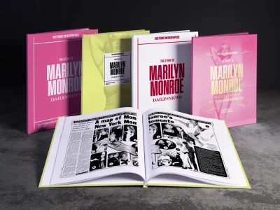 Marilyn Monroe history book featuring original New York Daily News newspaper coverage