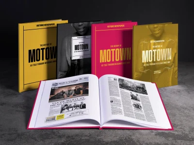 Motown history book featuring original newspaper headlines and stories