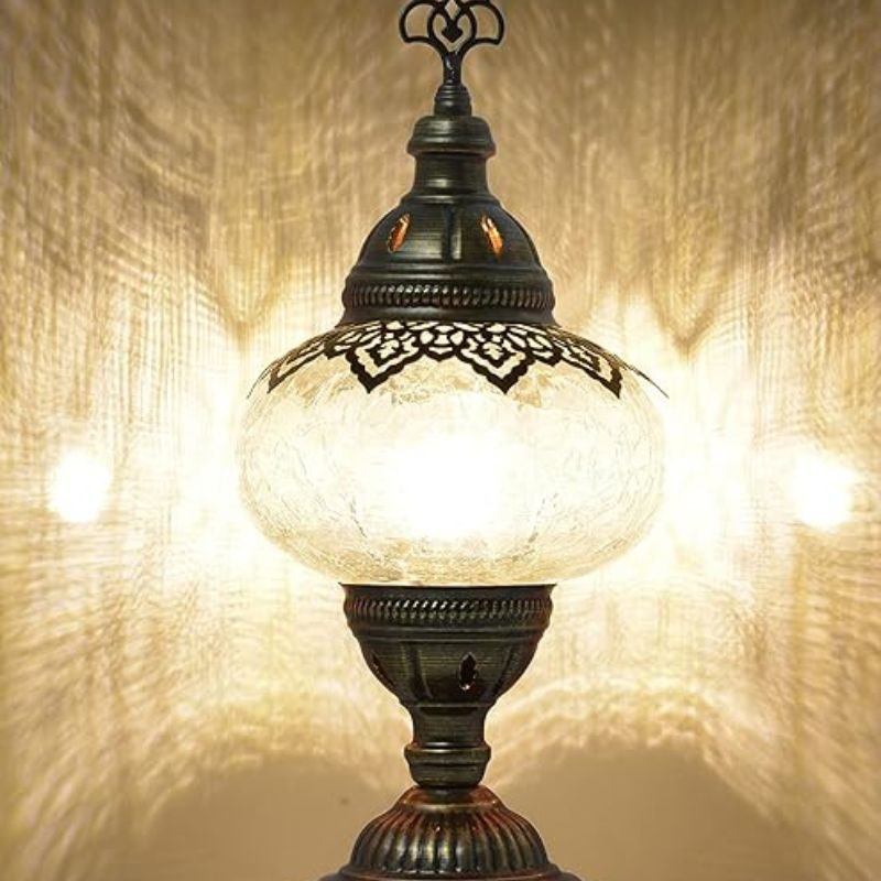 mozaist Turkish Mosaic Table Lamp - Antique Moroccan Decorative Glass Bohemian Vintage Shade, Small Desk Tiffany Bedside Stained Glass Lamp
